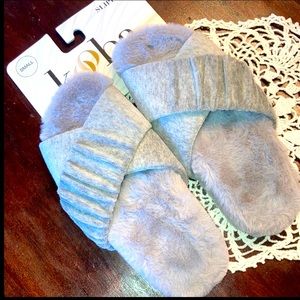 Kooba Slippers Soft & Fuzzy Warm Gray Cozy House Slippers New Size 5 6